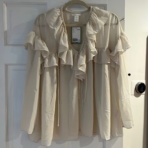 H&M Cream Ruffle Blouse
